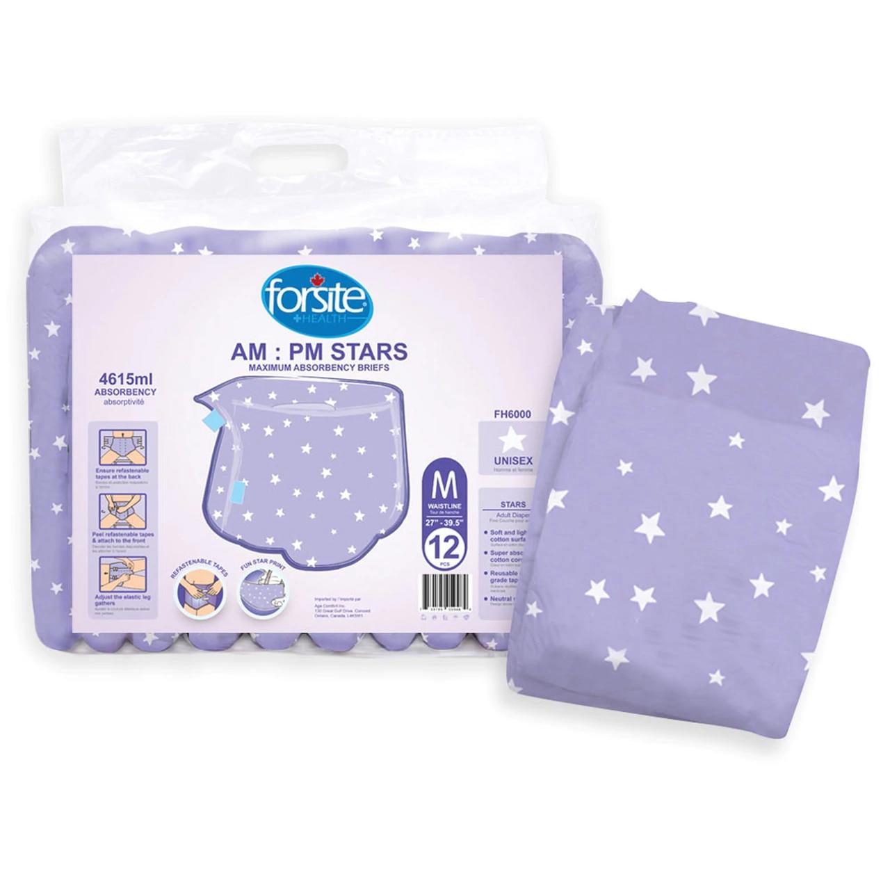 Purple Stars Adult Diapers