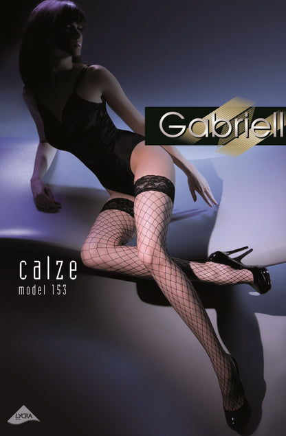 Kabaretta Fishnet Hold-Up Stockings (Red)