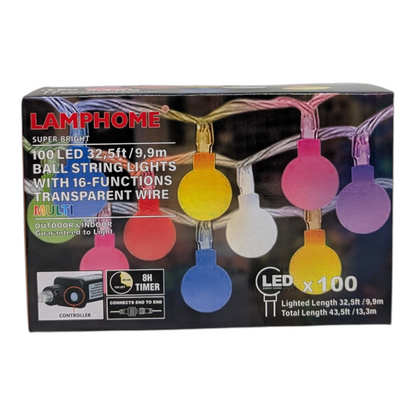 Ball Light String Light - 100 Lights - Multicolor