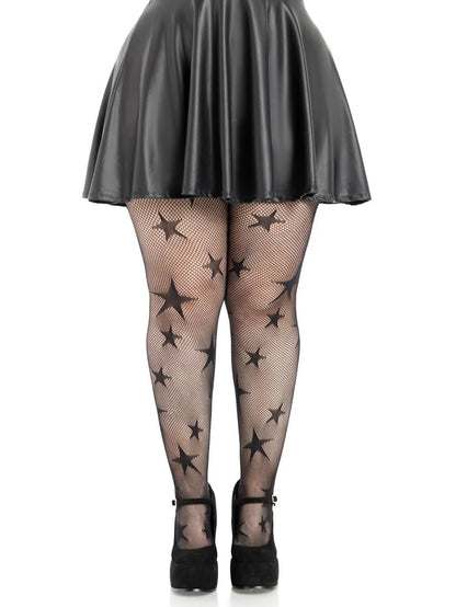 USA Only - Star Net Tights - Black (1x 2x)