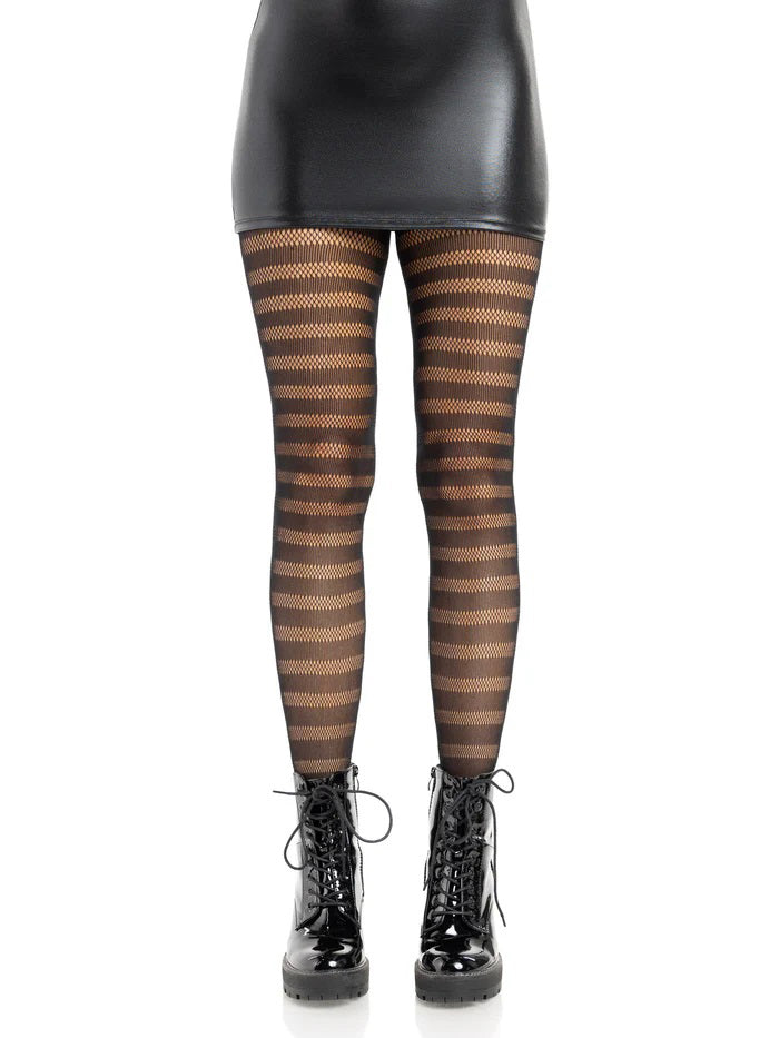 USA Only - Cosima Striped Net Tights - Black (OS)