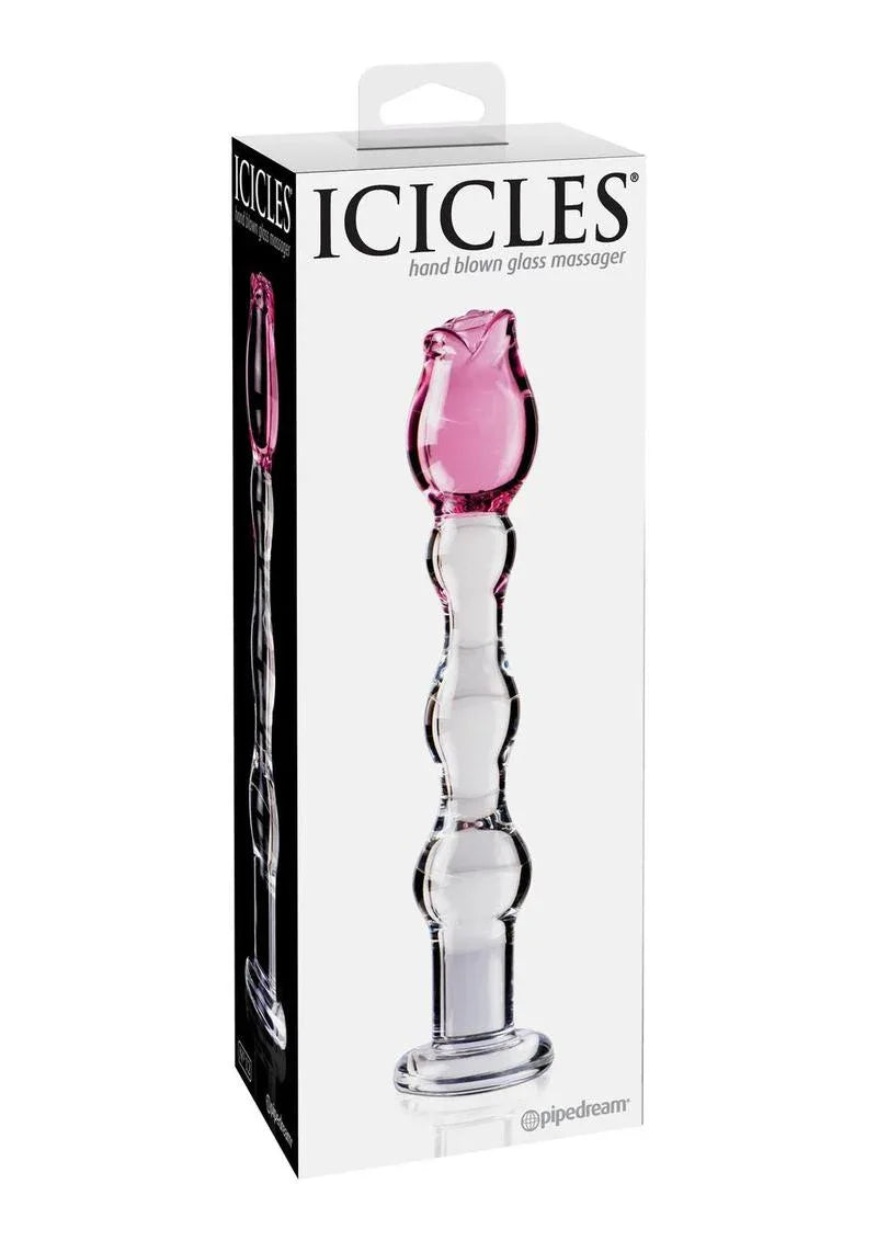 Icicles Rose Hand Blown Glass Massager - Puppy's Aesthetics