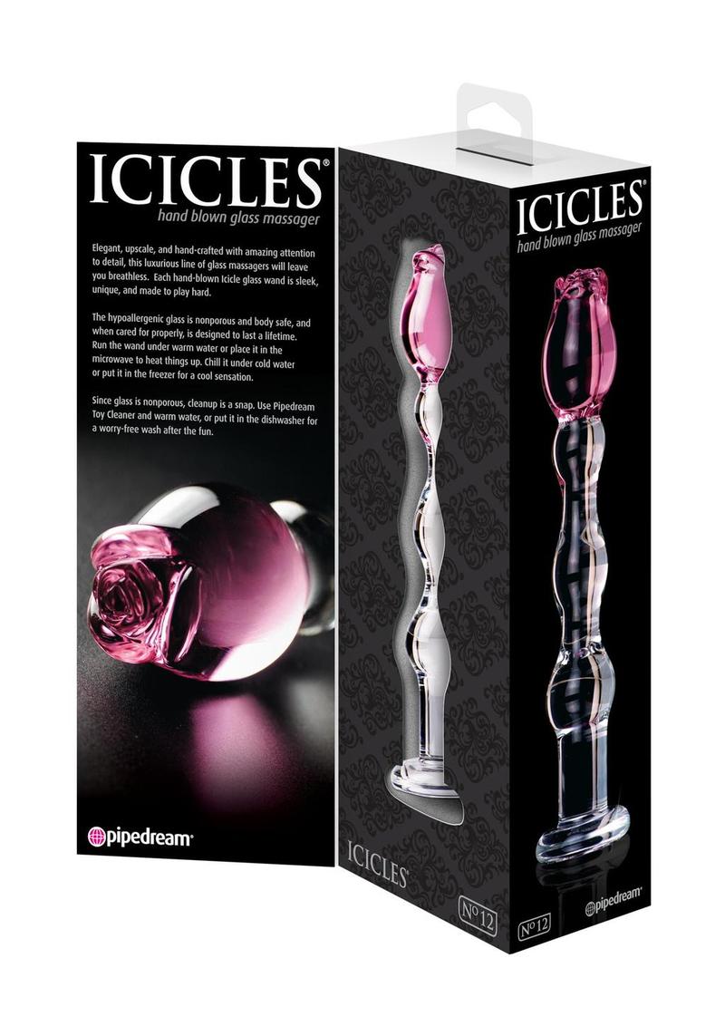 Icicles Rose Hand Blown Glass Massager