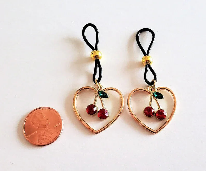 Cherry Heart Non-Pierced Nipple Ring - Puppy's Aesthetics