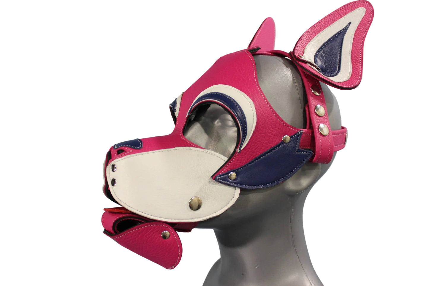 Husky style Pup Hood in Pink with Purple highlights