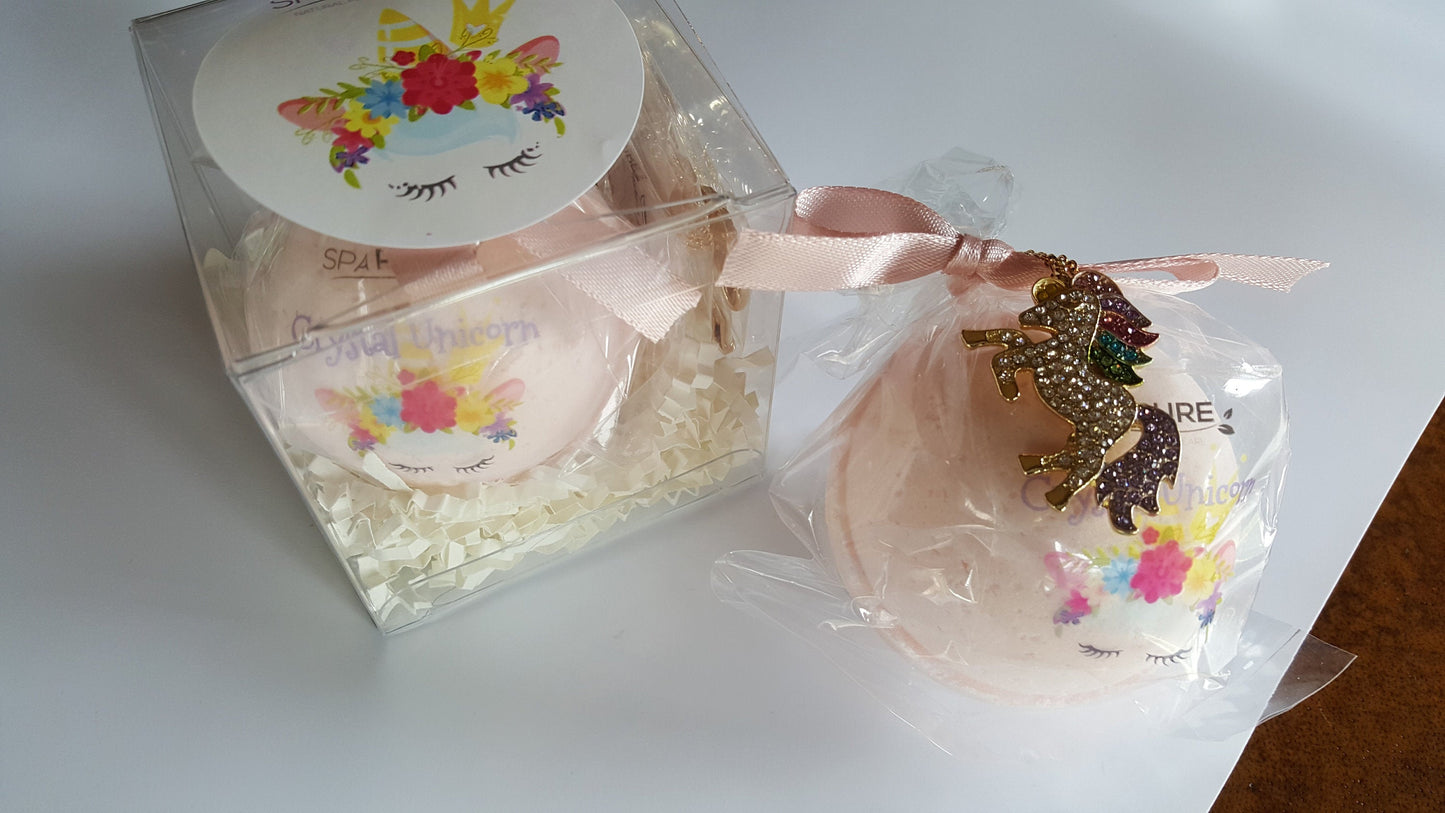 Crystal Unicorn Bath Bomb & Jewelry Gift Set (5 oz)