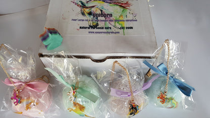Unicorn Necklace Surprise Bath Bomb Gift Set (4 Pack)
