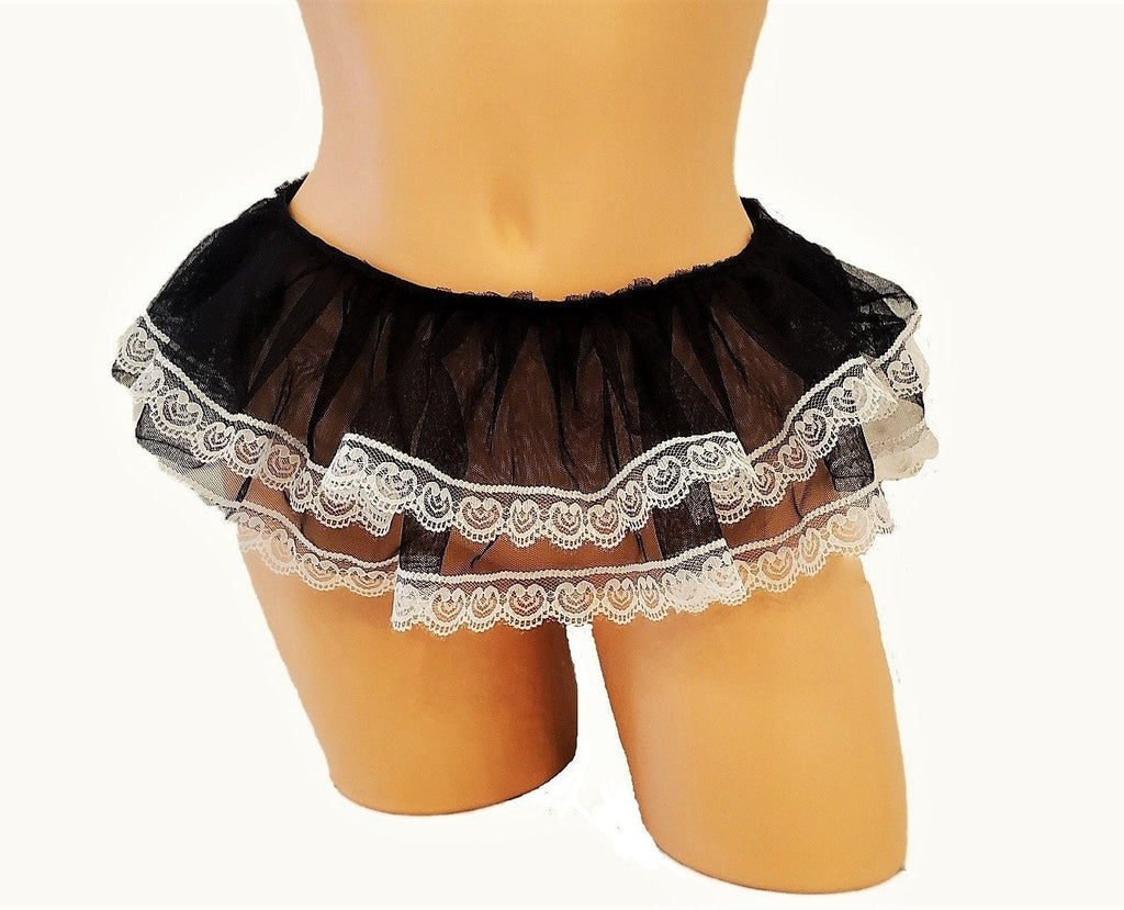 Black & White Mini Dollcore Skirt - Puppy's Aesthetics