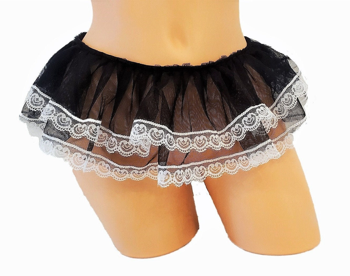 Black & White Mini Dollcore Skirt - Puppy's Aesthetics