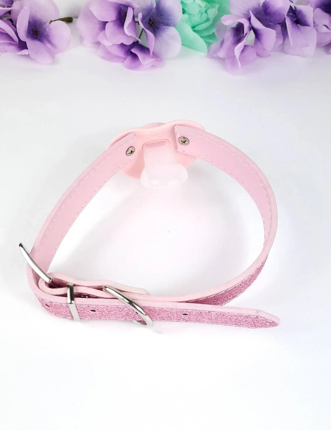 Quiet Time Pink Glitter Pacifier Gag - Puppy's Aesthetics