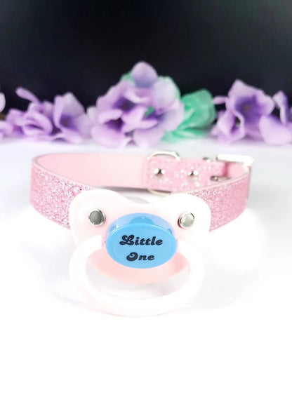 Little One Pink Glitter Pacifier Gag - Puppy's Aesthetics