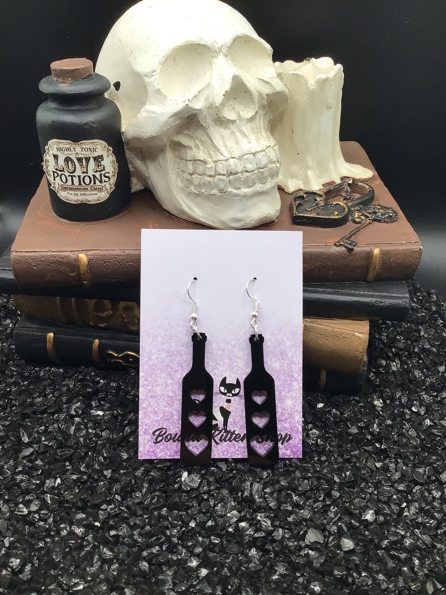 Heart Paddle Black Acrylic Earrings