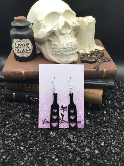 Heart Paddle Black Acrylic Earrings