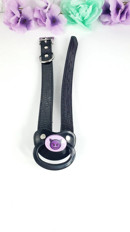 Devil Emoji Black Pacifier Gag - Puppy's Aesthetics