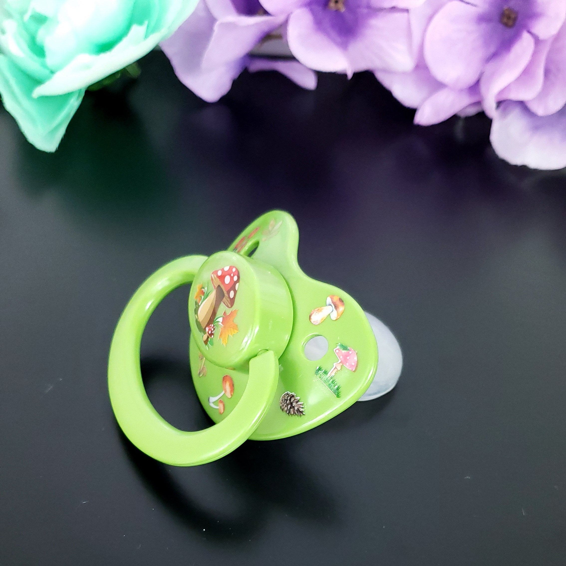 Deco Adult Pacifier - Mushrooms