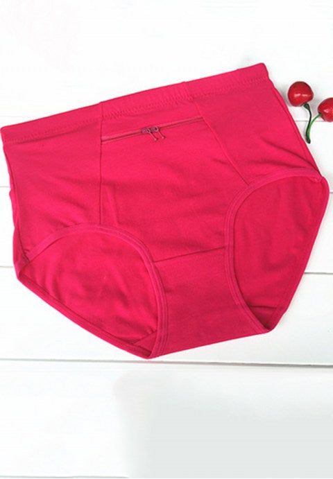 Cotton Panties with Zipper Pocket