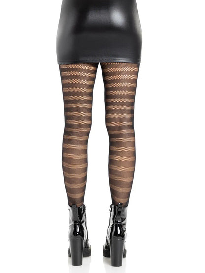 USA Only - Cosima Striped Net Tights - Black (OS)