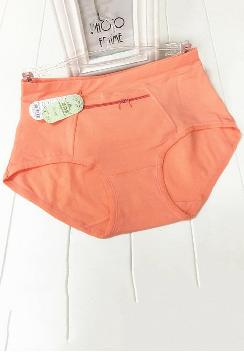 Cotton Panties with Zipper Pocket