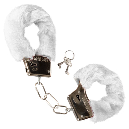 Playful White Furry Cuffs