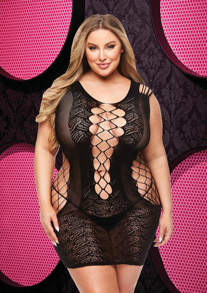 Lace and Fishnet Halter Dress