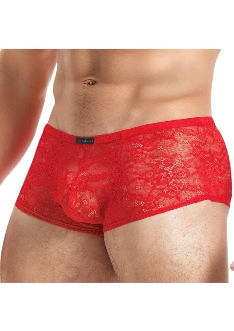 King Low Rise Sheer Breathable Lace Trunks for Men