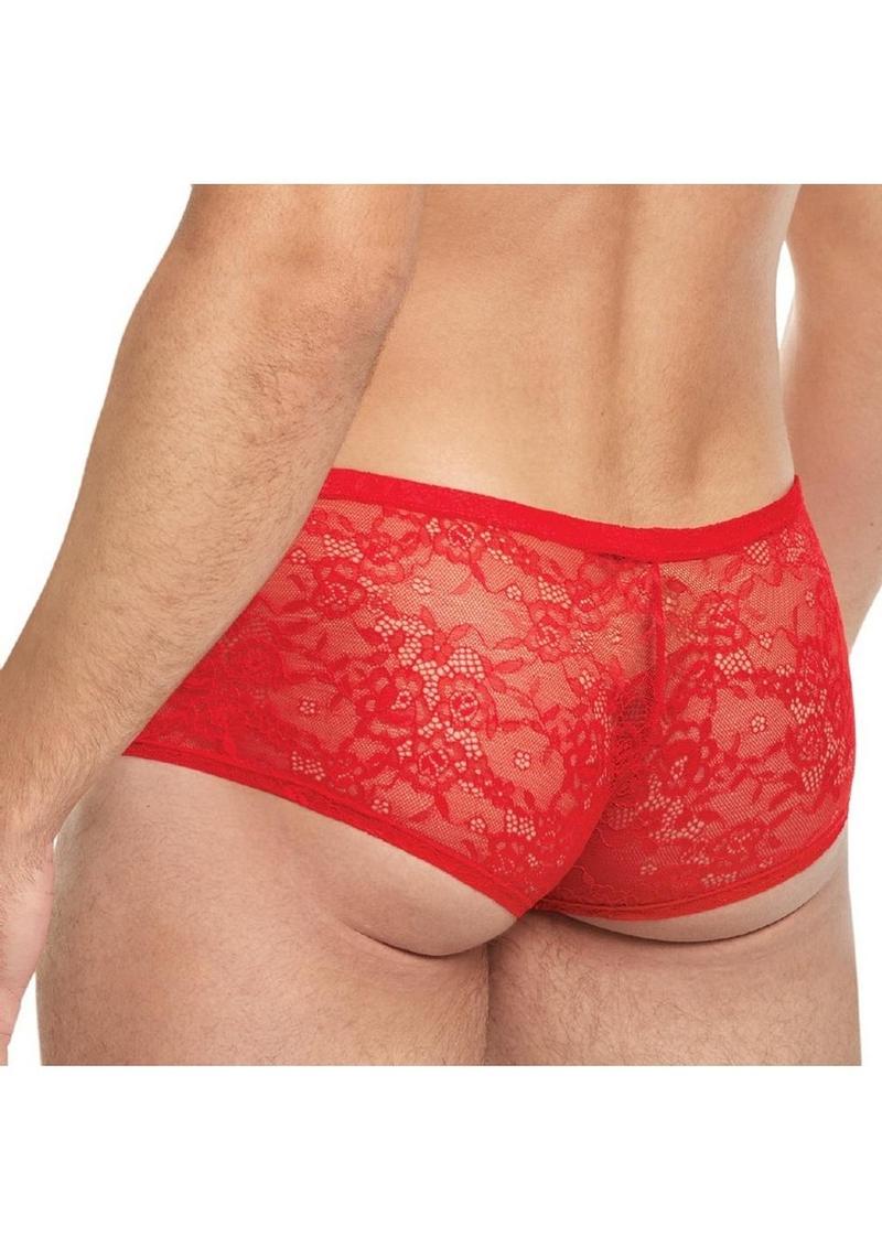 King Low Rise Sheer Breathable Lace Trunks for Men