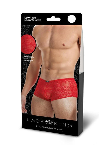 King Low Rise Sheer Breathable Lace Trunks for Men