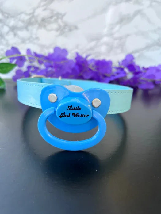 Blue Little Bed Wetter Pacifier Gag