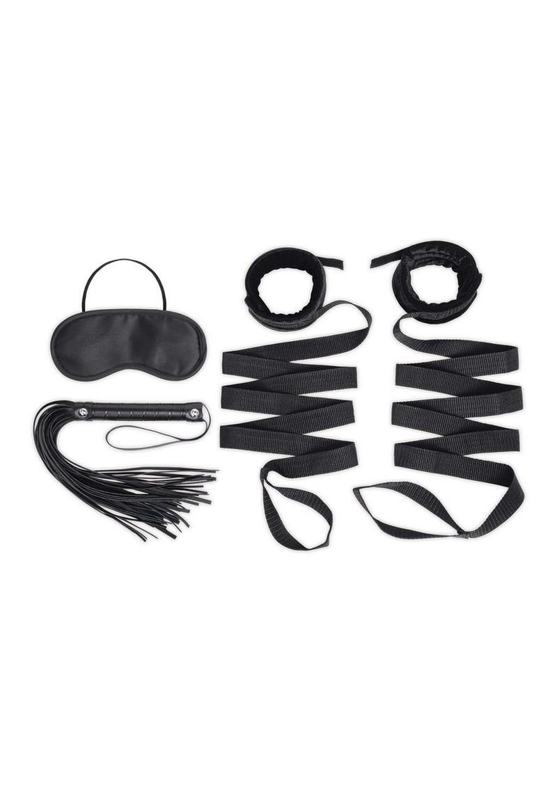 Bondage Bed Strap and Flogger Kit with Satin Blindfold