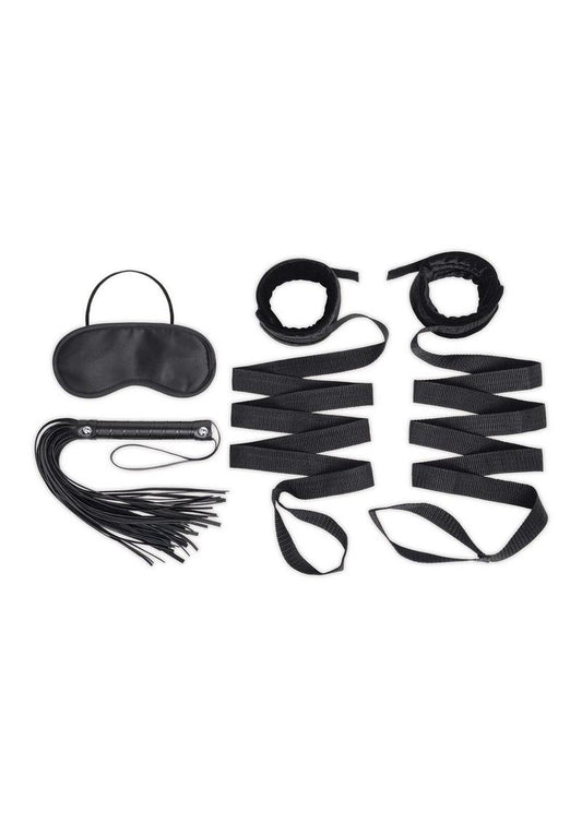 Bondage Bed Strap and Flogger Kit with Satin Blindfold
