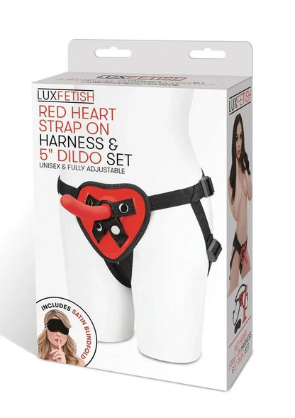 Lux Red Heart Strap Harness & Dildo - Puppy's Aesthetics