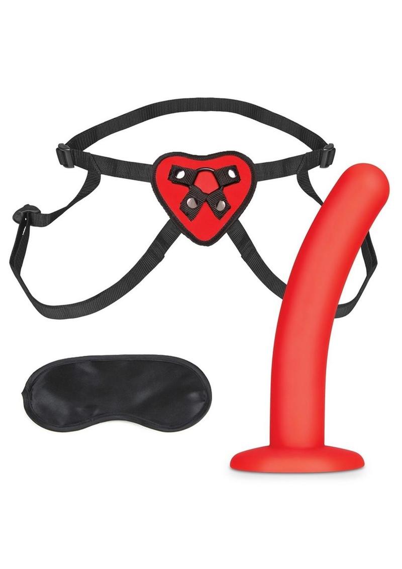 Lux Red Heart Strap Harness & Dildo
