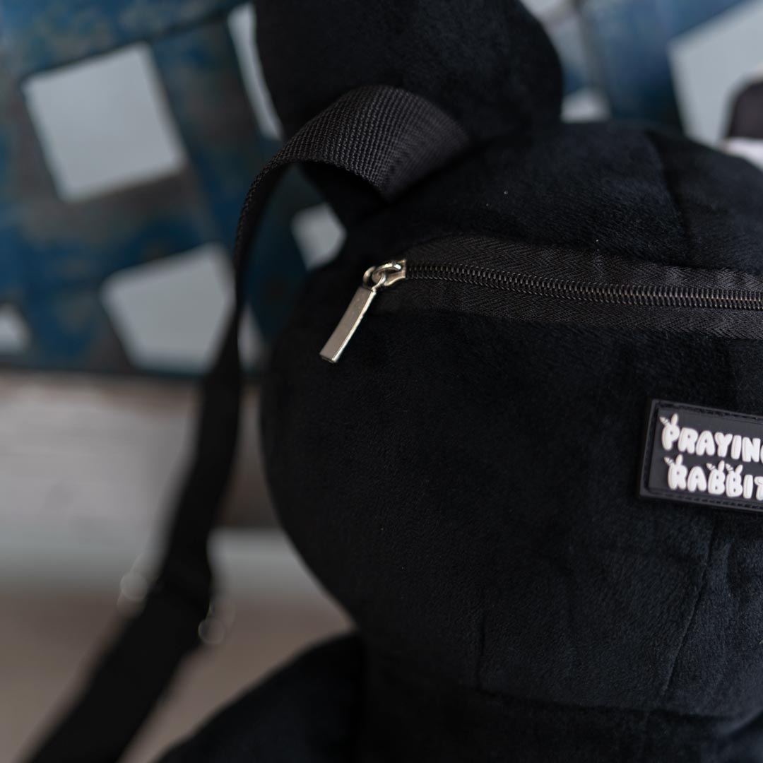 Rabbit Plush Backpack – Black (14”)
