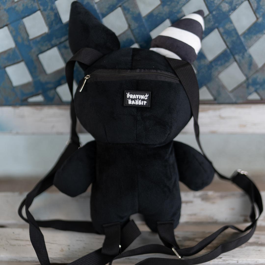 Rabbit Plush Backpack – Black (14”)