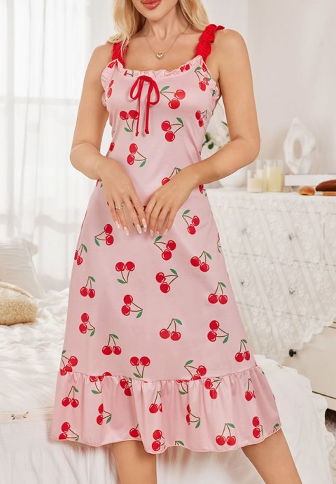 Charming Cherry Ruffle Trim Lingerie Dress