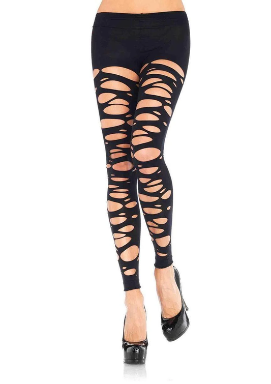 USA Only - Tattered Footless Tights Black (OS)