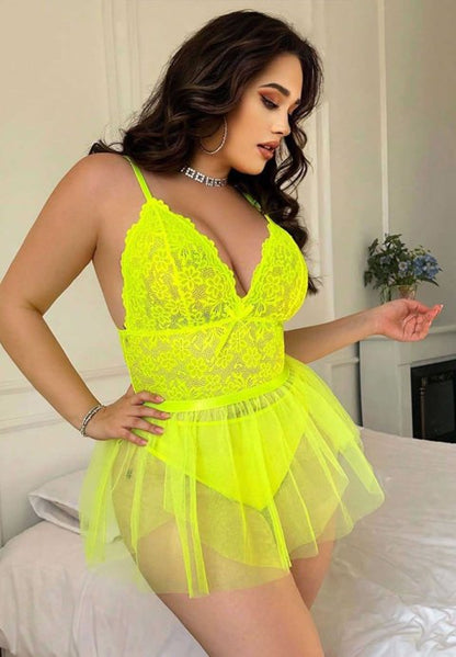 Honey Lace Babydoll Set (Plus Size)