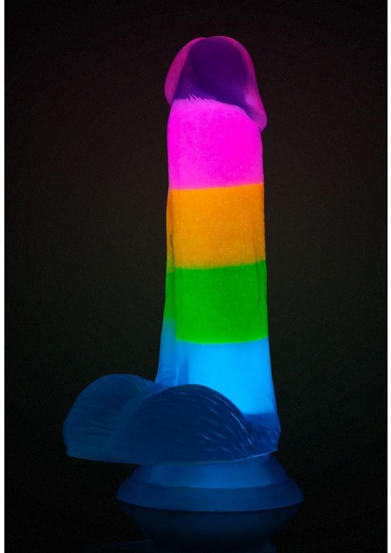 Elite Rainbow Rave Glow Dark Dildo