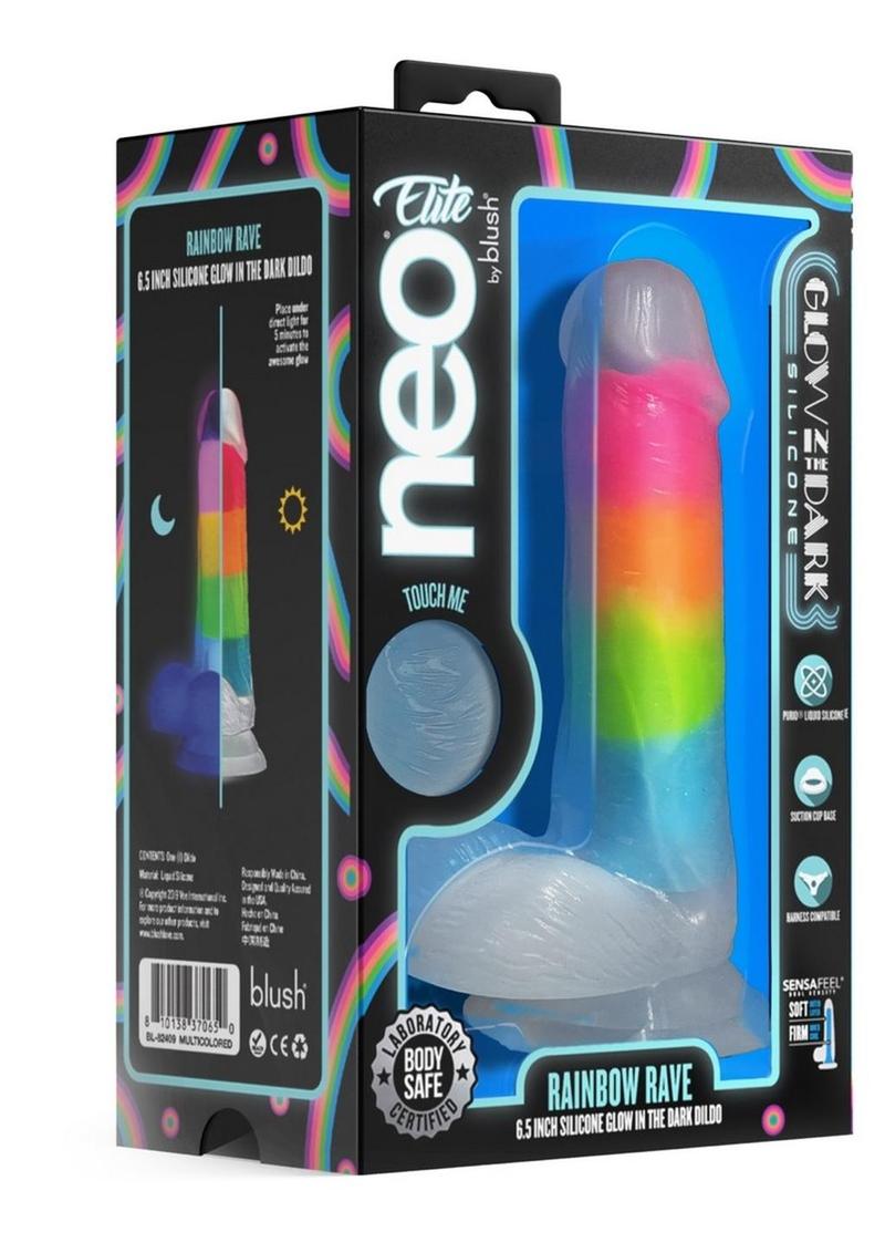 Elite Rainbow Rave Glow Dark Dildo