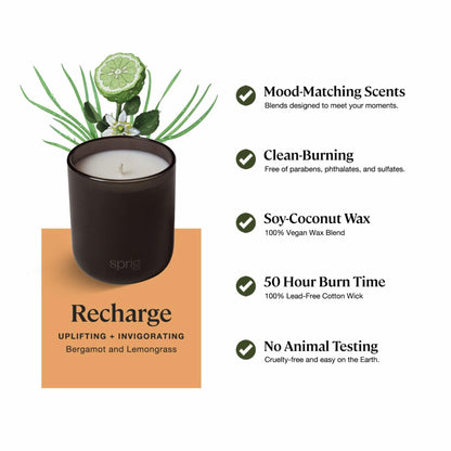 Recharge Aromatherapy Candle with Bergamot & Lemongrass - 8oz