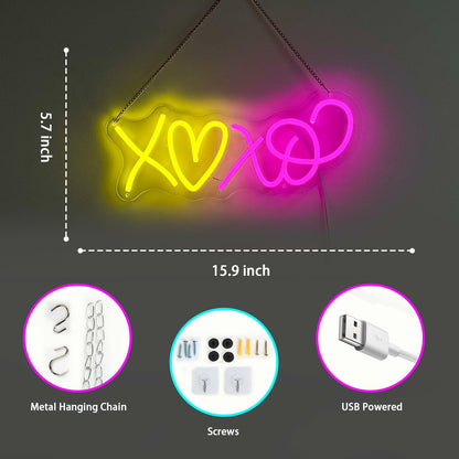 XOXO Heart LED Neon Sign