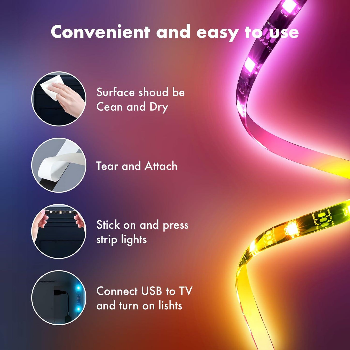DreamSync Music-Reactive RGB TV Backlight Strip (13.1 ft)