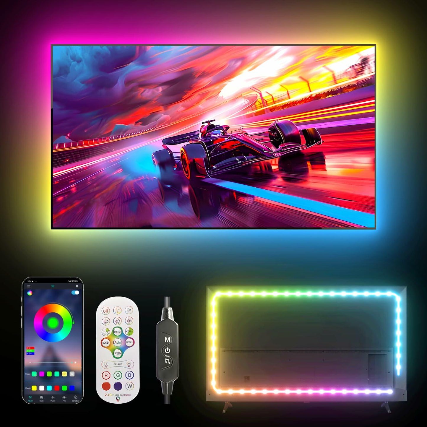 DreamSync Music-Reactive RGB TV Backlight Strip (13.1 ft)