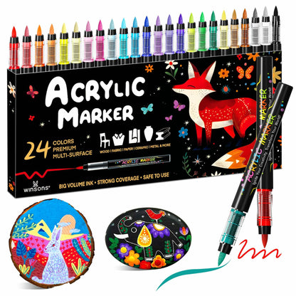 Bold & Bright Permanent Acrylic Markers (24 Colors)