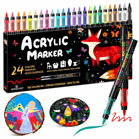 Bold & Bright Permanent Acrylic Markers (24 Colors)
