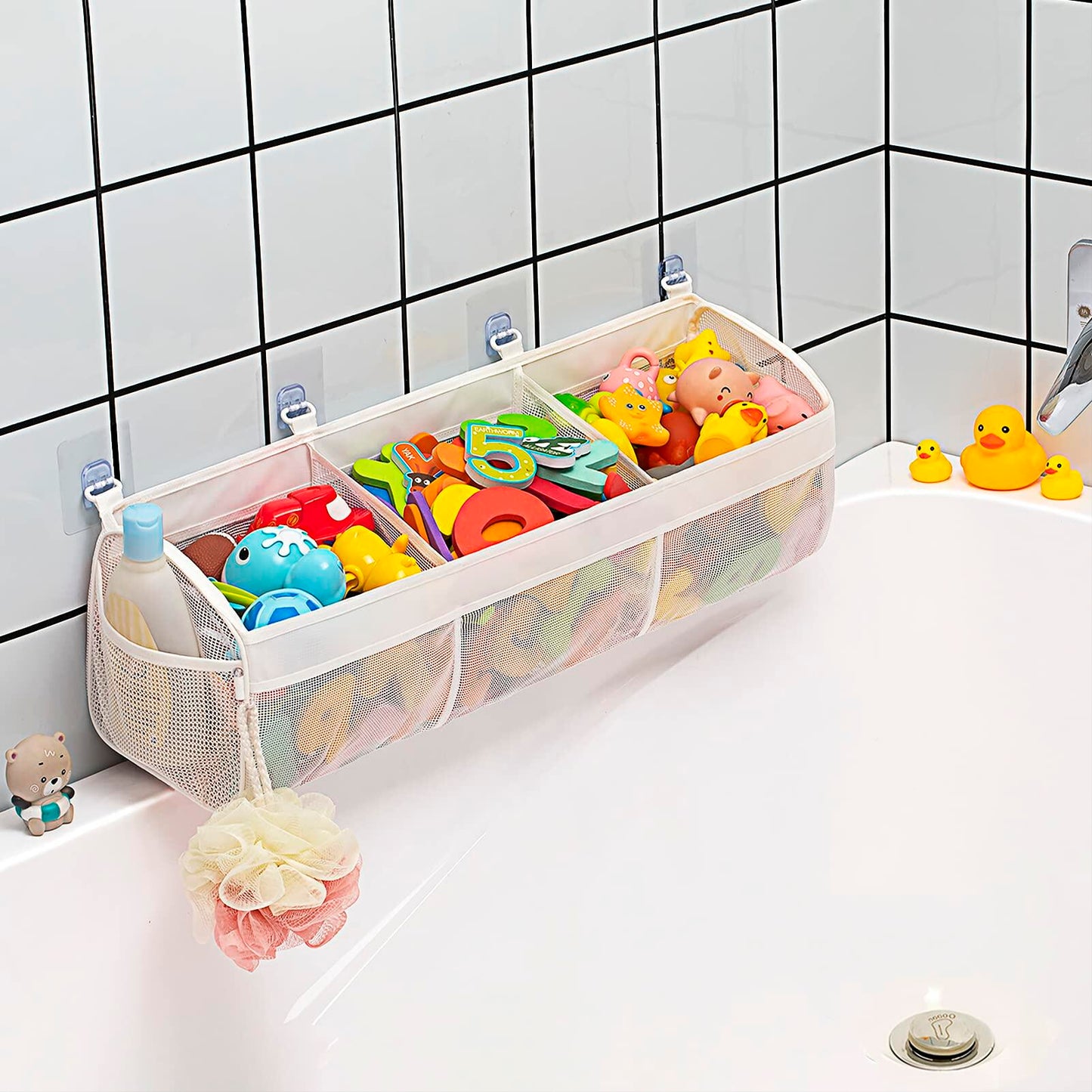 Three-Compartment Mesh Bath Organizer