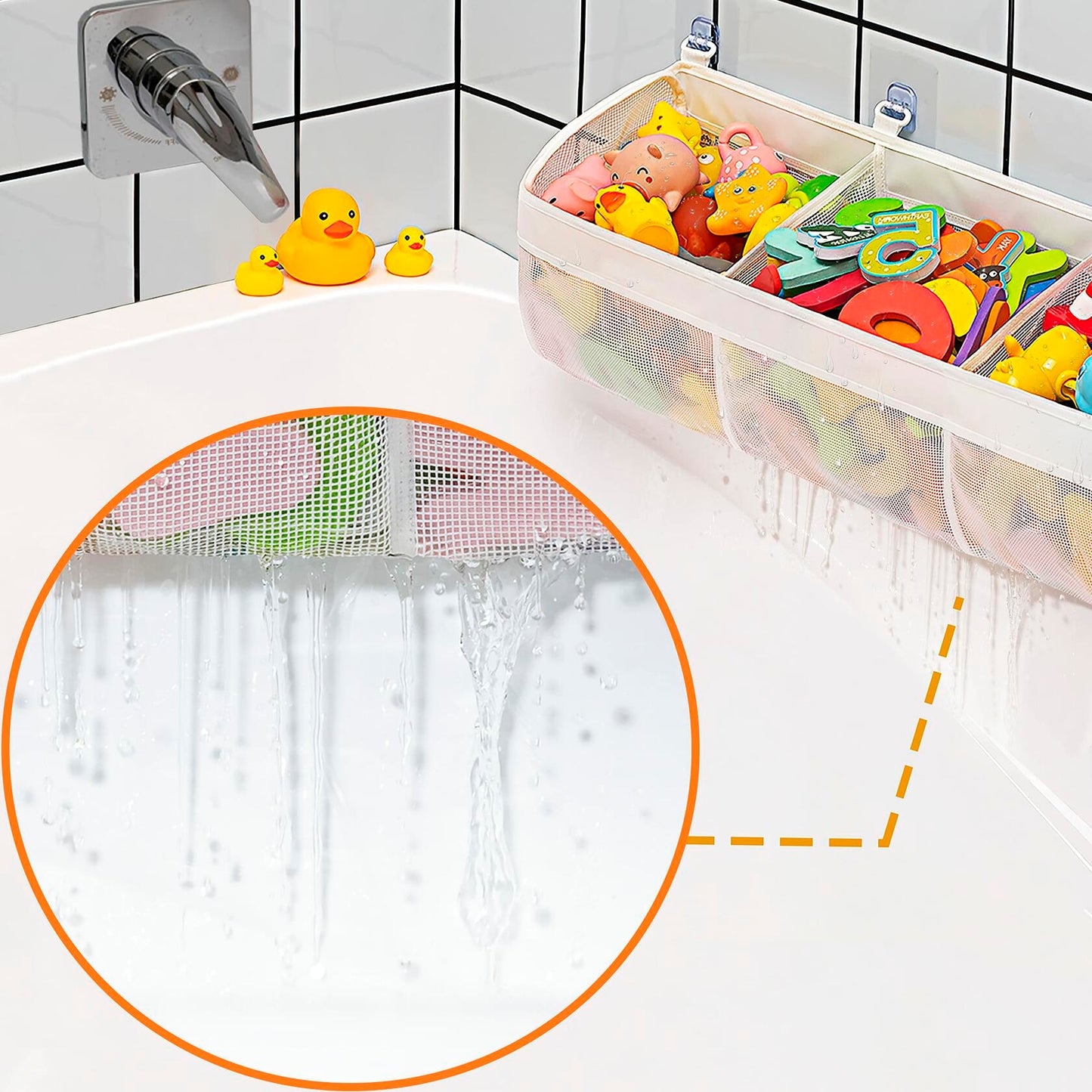 Three-Compartment Mesh Bath Organizer