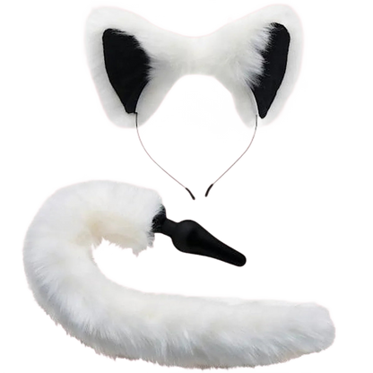 Tailz White Fox Tail Plug & Ears Set - Puppy's Aesthetics - Copy