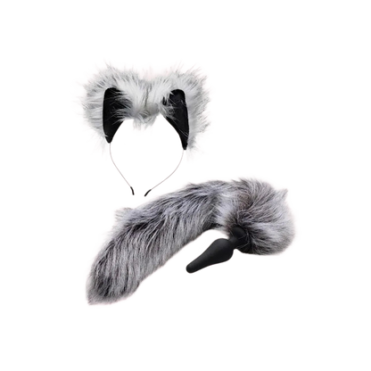 Tailz Grey Wolf Tail Plug & Ears Set - Puppy's Aesthetics - Copy