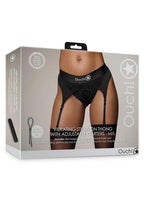 Vibrating Strap-On Thong with Adjustable Garters